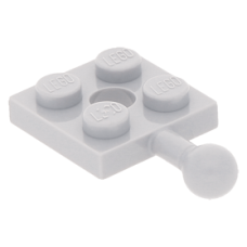 LEGO lapos elem 2×2 középen lyukkal egyik oldalán golyóval, világosszürke (15456)