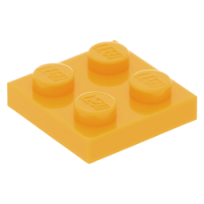 LEGO lapos elem 2x2, világos narancssárga (3022)