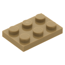 LEGO lapos elem 2x3, sötét sárgásbarna (3021)