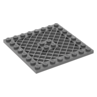 LEGO lapos elem 8×8 rácsozott középen lyukkal, sötétszürke (4151b)