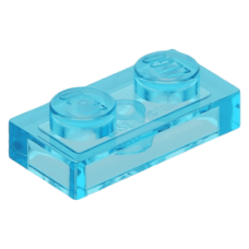LEGO lapos elem 1x2, átlátszó világoskék (3023)