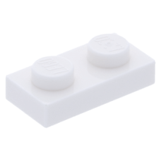 LEGO lapos elem 1x2, fehér (3023)