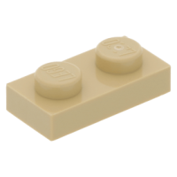 LEGO lapos elem 1x2, sárgásbarna (3023)