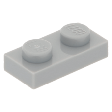 LEGO lapos elem 1x2, világosszürke (3023)