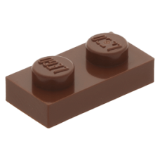LEGO lapos elem 1x2, vörösesbarna (3023)
