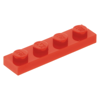LEGO lapos elem 1×4, piros (3710)