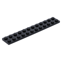 LEGO lapos elem 2×12, fekete (2445)