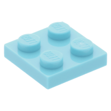 LEGO lapos elem 2x2, közép azúrkék (3022)