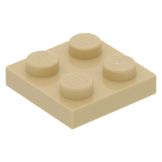 LEGO lapos elem 2x2, sárgásbarna (3022)