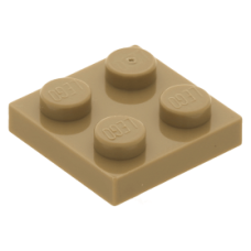 LEGO lapos elem 2x2, sötét sárgásbarna (3022)