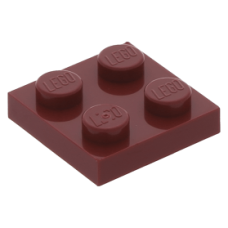 LEGO lapos elem 2x2, sötétpiros (3022)