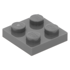 Eredeti, új LEGO lapos elem 2x2, sötétszürke (3022) - nélkülözhetetlen építőelem, alkatrész