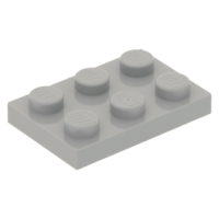 LEGO lapos elem 2x3, világosszürke (3021)