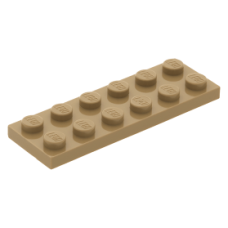 LEGO lapos elem 2x6, sötét sárgásbarna (3795)