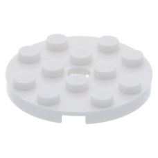 LEGO lapos elem kerek lyukkal középen 4x4, fehér (60474)