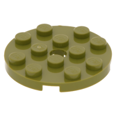 LEGO lapos elem kerek lyukkal középen 4x4, olajzöld (60474)