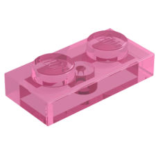 LEGO lapos elem 1x2, átlátszó sötétrózsaszín (3023)