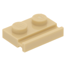 LEGO lapos elem 1x2 egyik oldala mentén ajtósínnel, sárgásbarna (32028)