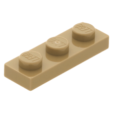 LEGO lapos elem 1x3, sötét sárgásbarna (3623)