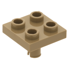 LEGO lapos elem 2x2 alul pin csatlakozóval, sötét sárgásbarna (2476)