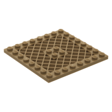 LEGO lapos elem 8×8 rácsozott középen lyukkal, sötét sárgásbarna (4151b)