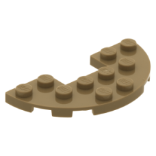 LEGO lapos elem félkör 3x6 1×2-es kivágással, sötét sárgásbarna (18646)