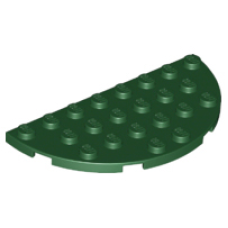 LEGO lapos elem félkör 4x8, sötétzöld (22888)