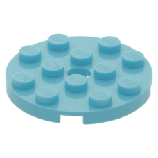 LEGO lapos elem kerek lyukkal középen 4x4, közép azúrkék (60474)