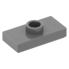 LEGO lapos elem 1 bütyökkel középen 1×2, sötétszürke (15573/3794)