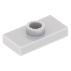 LEGO lapos elem 1 bütyökkel középen 1×2, világosszürke (15573/3794)