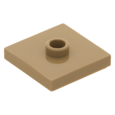 LEGO lapos elem 1 bütyökkel középen 2×2, sötét sárgásbarna (87580)