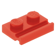 LEGO lapos elem 1x2 egyik oldala mentén ajtósínnel, piros (32028)