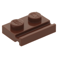LEGO lapos elem 1x2 egyik oldala mentén ajtósínnel, vörösesbarna (32028)
