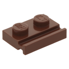 LEGO lapos elem 1x2 egyik oldala mentén ajtósínnel, vörösesbarna (32028)