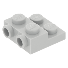 LEGO lapos elem 2x2x2/3 oldalán két bütyökkel, világosszürke (99206/4304)