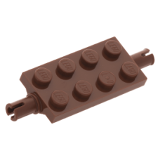 LEGO lapos elem 2×4 két pin csatlakozóval, vörösesbarna (30157)