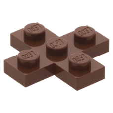 LEGO lapos elem 3x3 kereszt alakú, vörösesbarna (15397)