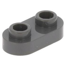 LEGO lapos elem 1x2 lekerekített tetején két lyukas bütyökkel, sötétszürke (35480)