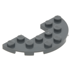 LEGO lapos elem félkör 3x6 1×2-es kivágással, sötétszürke (18646)