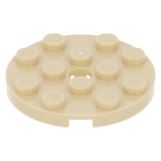 LEGO lapos elem kerek lyukkal középen 4x4, sárgásbarna (60474)