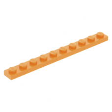 LEGO lapos elem 1x10, narancssárga (4477)