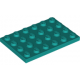 LEGO lapos elem 4x6, sötét türkizkék (3032)