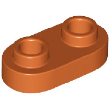 LEGO lapos elem 1x2 lekerekített tetején két lyukas bütyökkel, sötét narancssárga (35480)