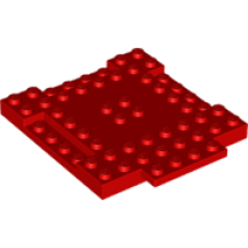 LEGO lapos elem 8x8 középen kiemelkedéssel, oldalán 1×4-es lapos csatlakozóval, piros (15624)