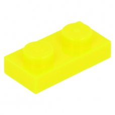 LEGO lapos elem 1x2, neon sárga (3023)