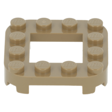LEGO lapos elem 4×4×2/3 lekerekített sarkokkal és négy talppal középen kivágással, sötét sárgásbarna (79387)