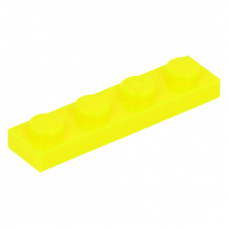 LEGO lapos elem 1x4, neon sárga (3710)