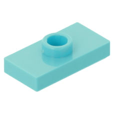 LEGO lapos elem 1 bütyökkel középen 1×2, közép azúrkék (15573/3794)
