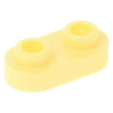 LEGO lapos elem 1x2 lekerekített tetején két lyukas bütyökkel, világossárga (35480)