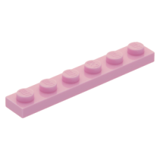 LEGO lapos elem 1x6, világos rózsaszín (3666)